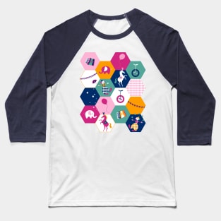 circus hexagons pink and turquoise Baseball T-Shirt